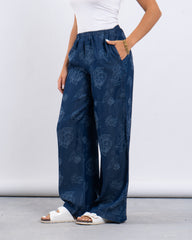 Floral Jacquard Wide-Leg Pants