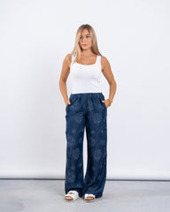 Floral Jacquard Wide-Leg Pants