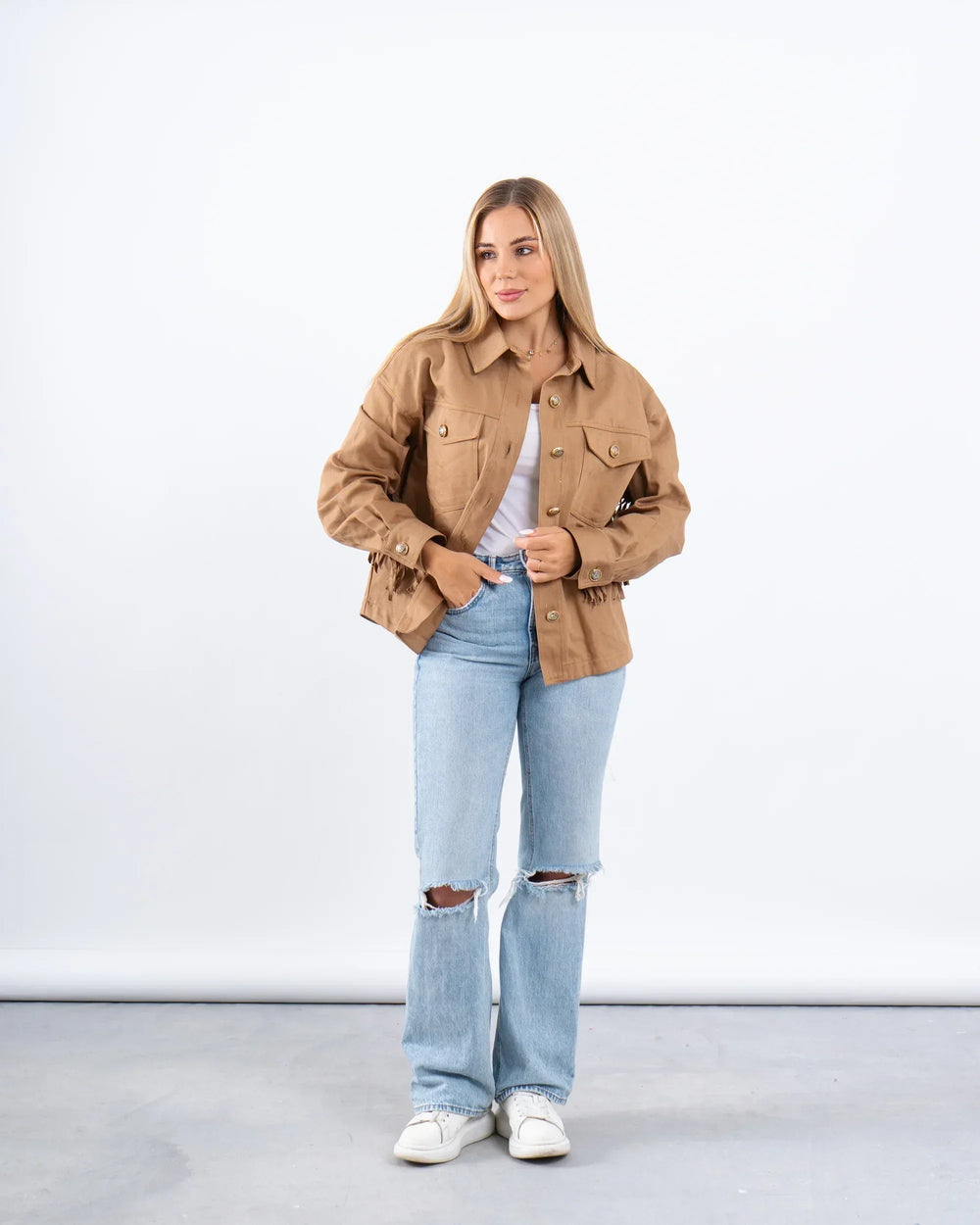 Fringe Detail Twill Jacket - Venti