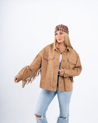 Fringe Detail Twill Jacket