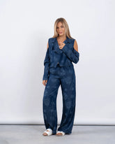 Floral Jacquard Open Shoulder Jacket - Venti