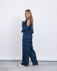 Floral Jacquard Open Shoulder Jacket