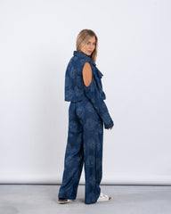 Floral Jacquard Open Shoulder Jacket