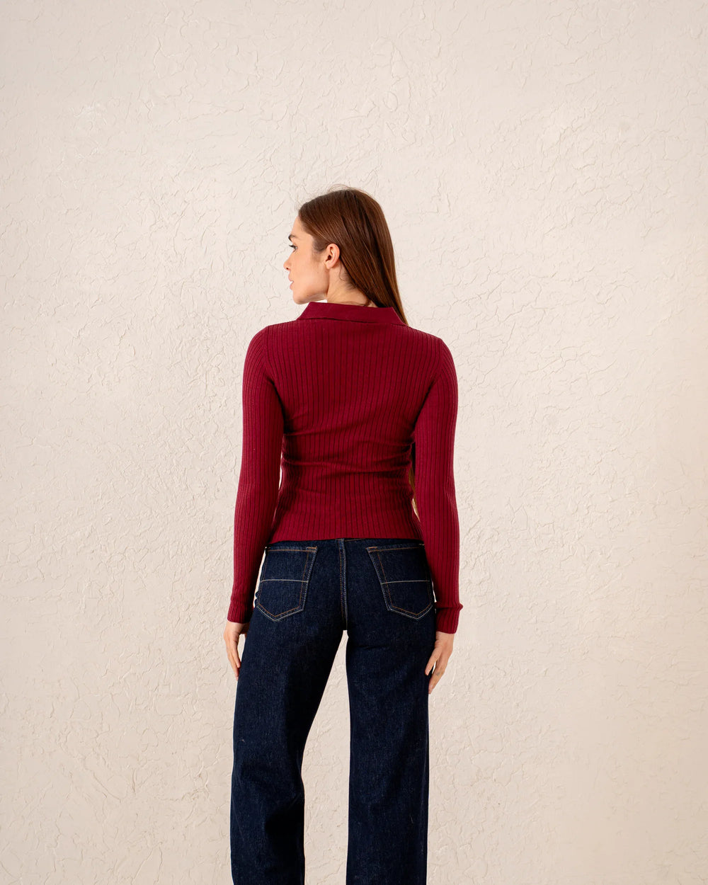 Women knit zip up polo - Venti