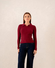 Women knit zip up polo - Venti