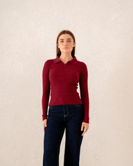Women knit zip up polo - Venti