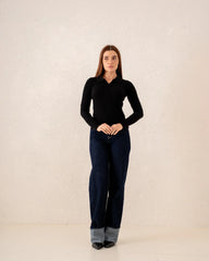 Women knit zip up polo - Venti