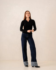 Women knit zip up polo - Venti