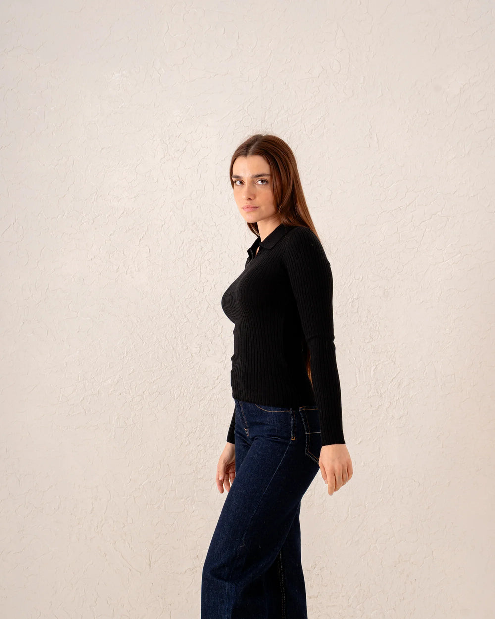 Women knit zip up polo - Venti