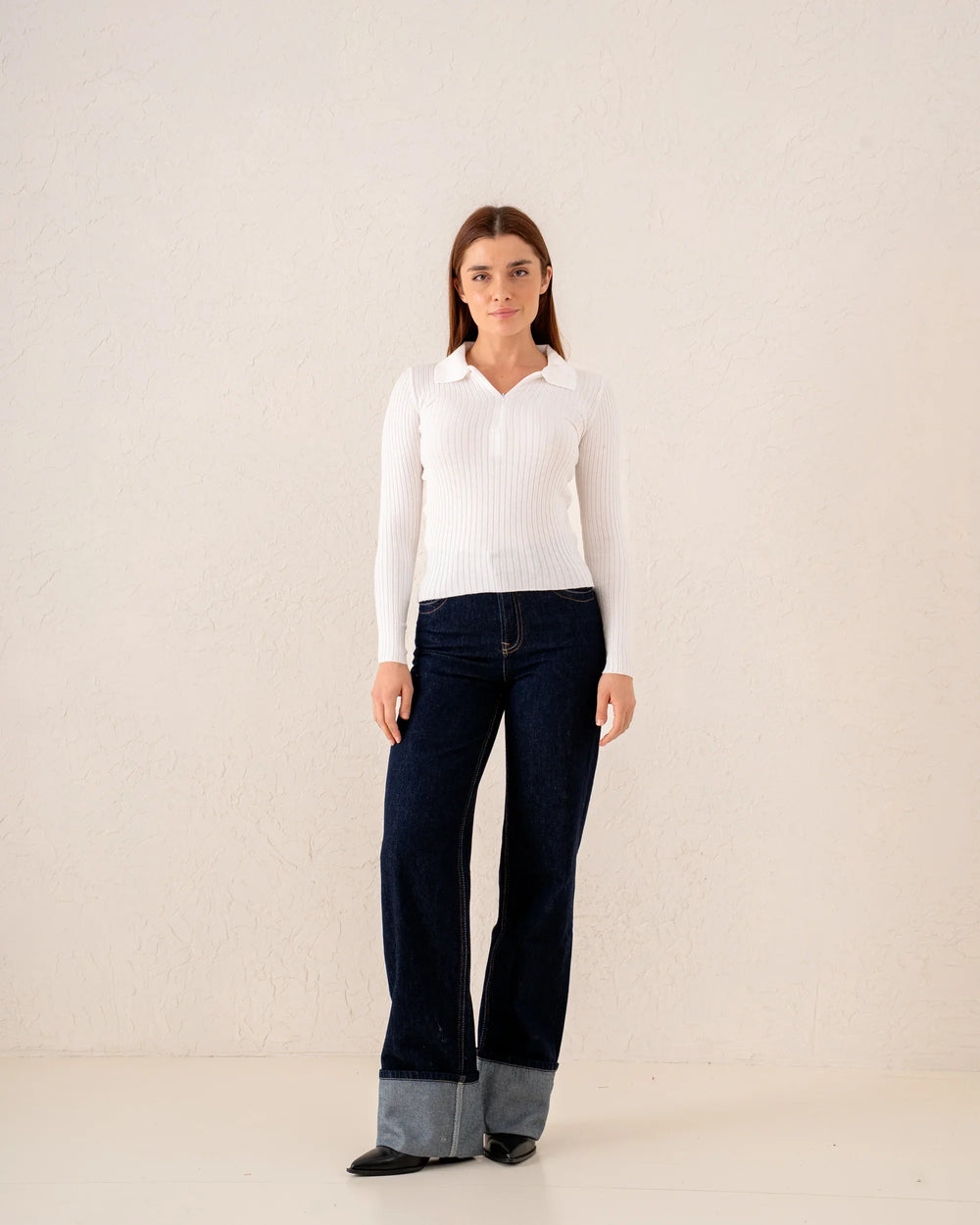 Women knit zip up polo - Venti