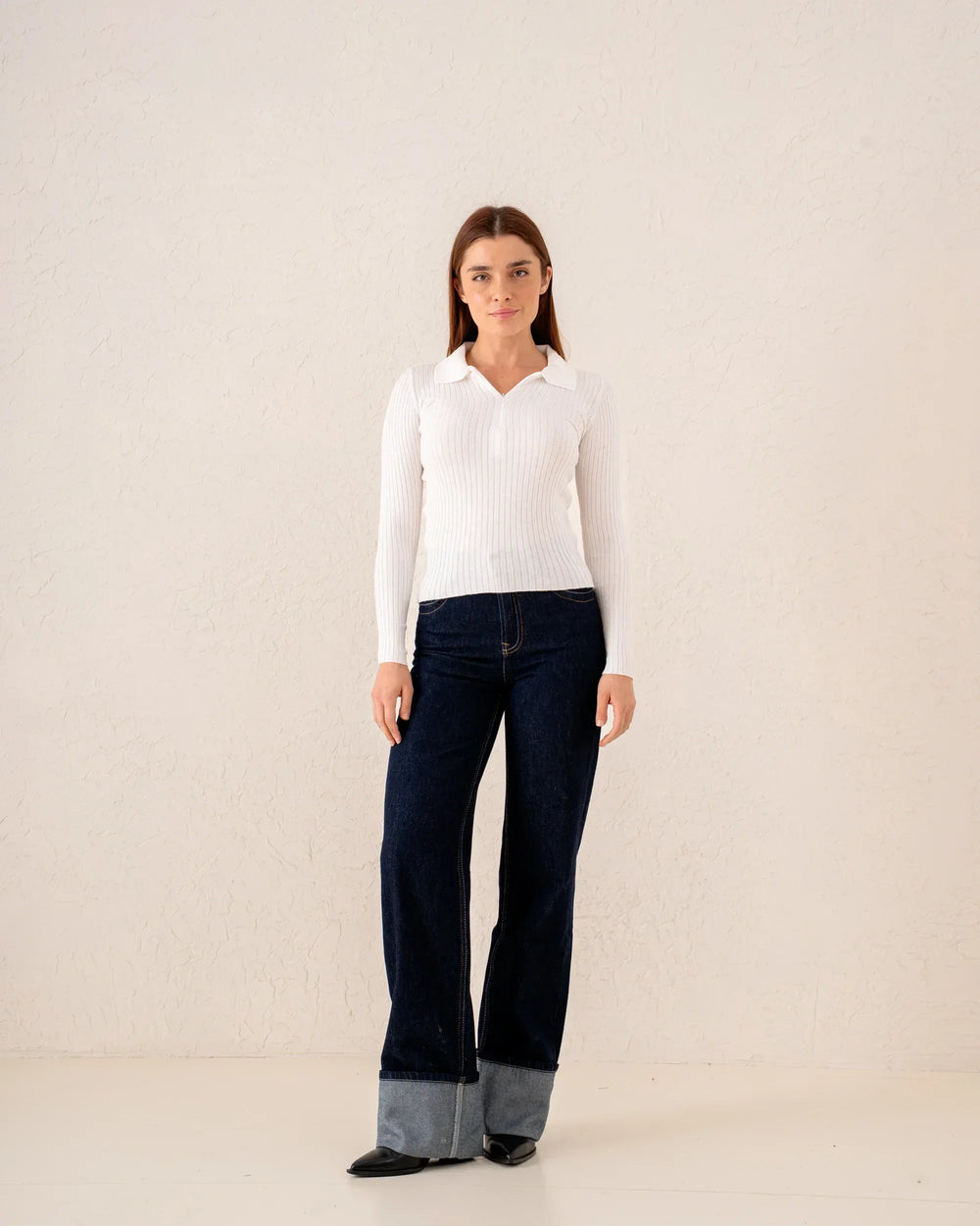 Women knit zip up polo - Venti