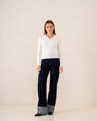 Women knit zip up polo - Venti