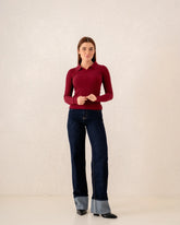 Women knit zip up polo - Venti
