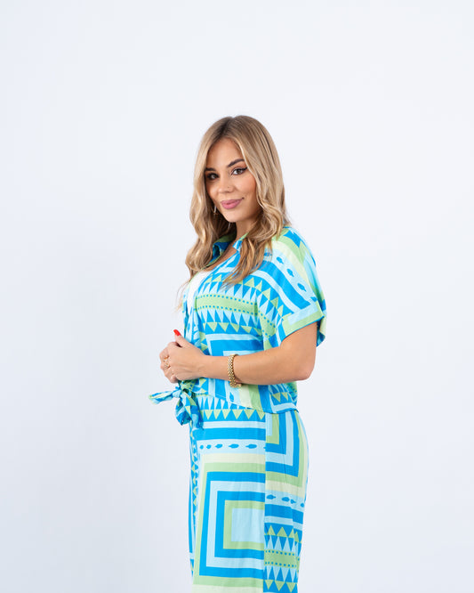 Printed Tie-Front Shirt