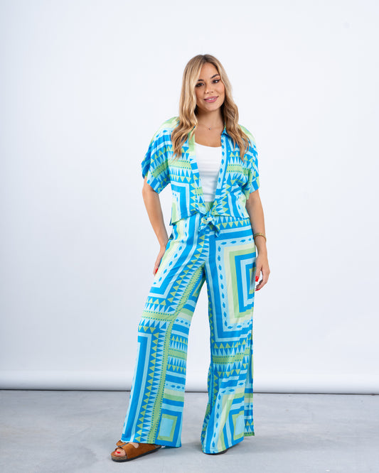 Printed Tie-Front Shirt