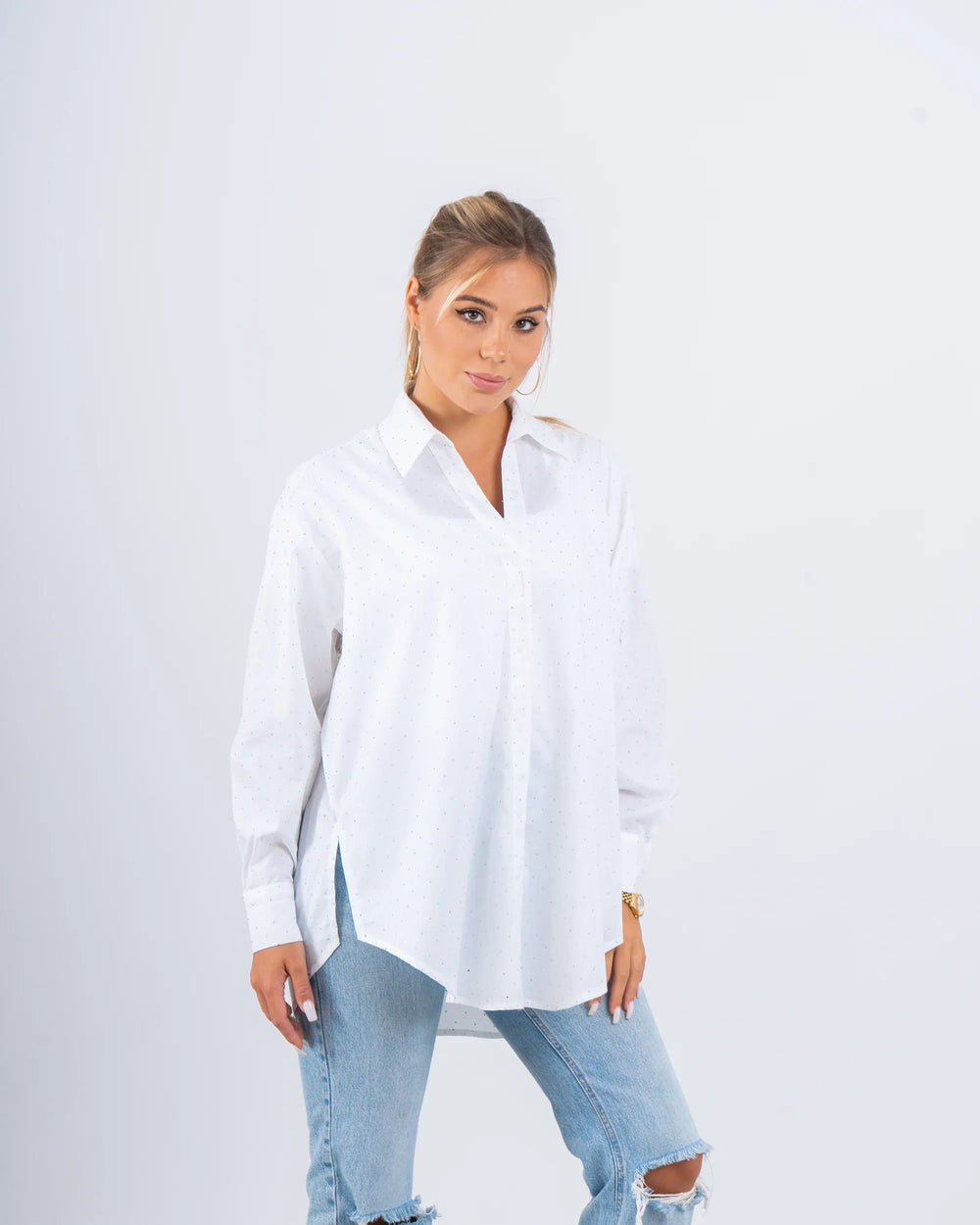 Sparkling Embellished Oversized Shirt - Venti