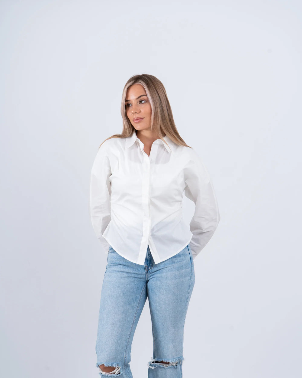 Ruched Waist Fitted Shirt - Venti