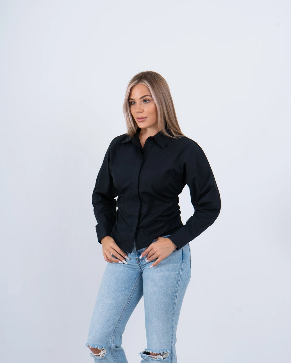 Ruched Waist Fitted Shirt - Venti