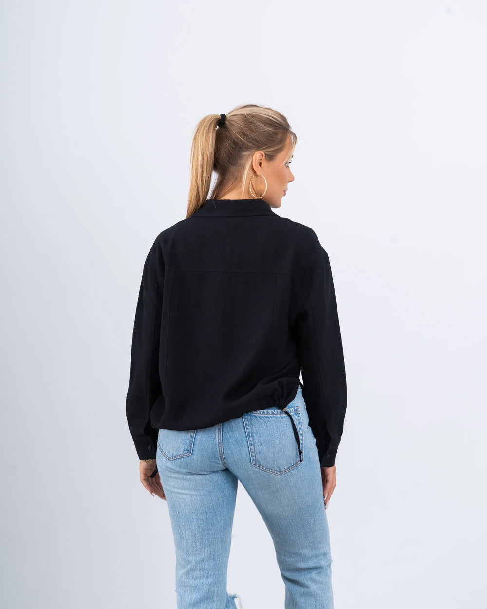 Drawstring Detail Textured Shirt - Venti