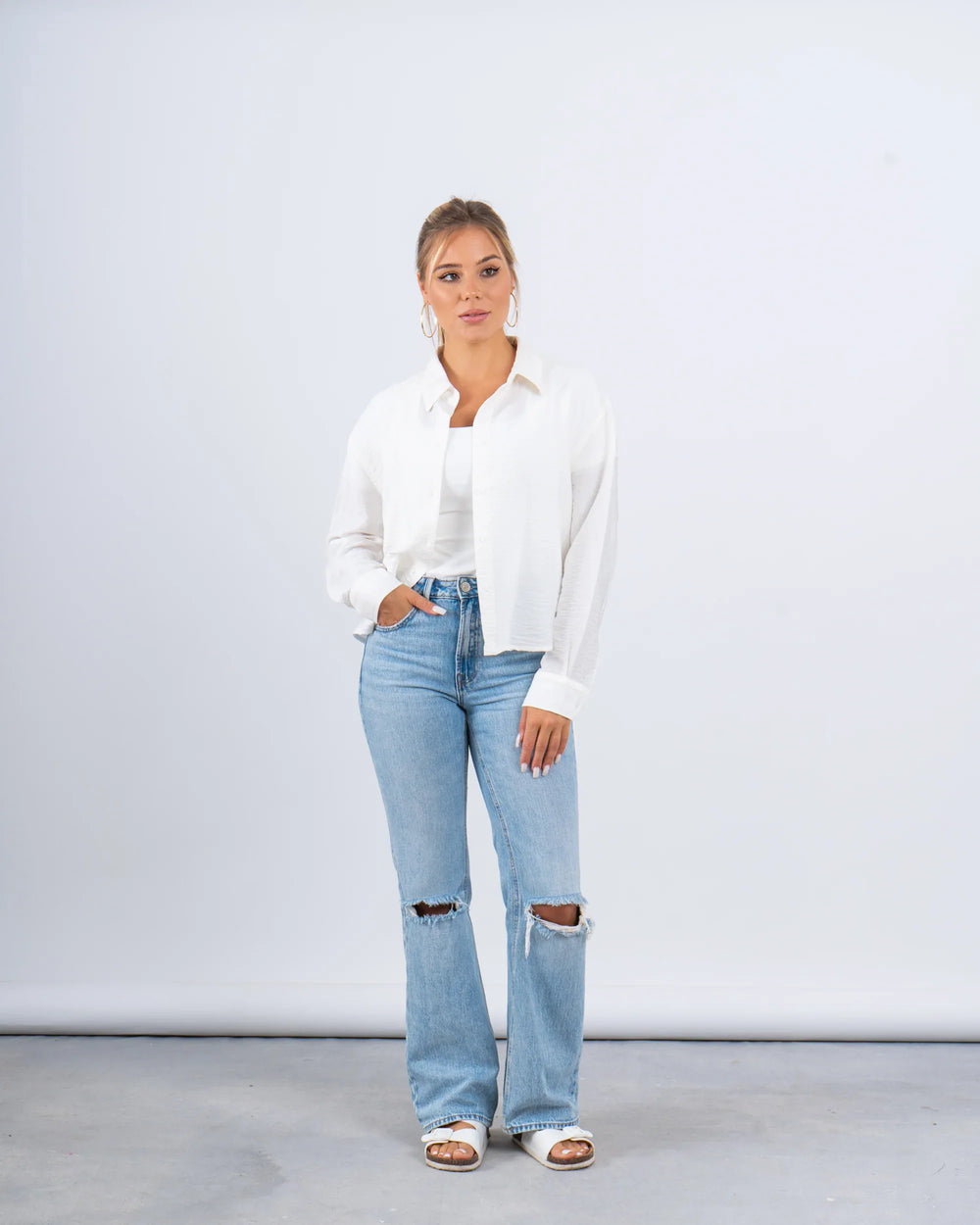 Drawstring Detail Textured Shirt - Venti