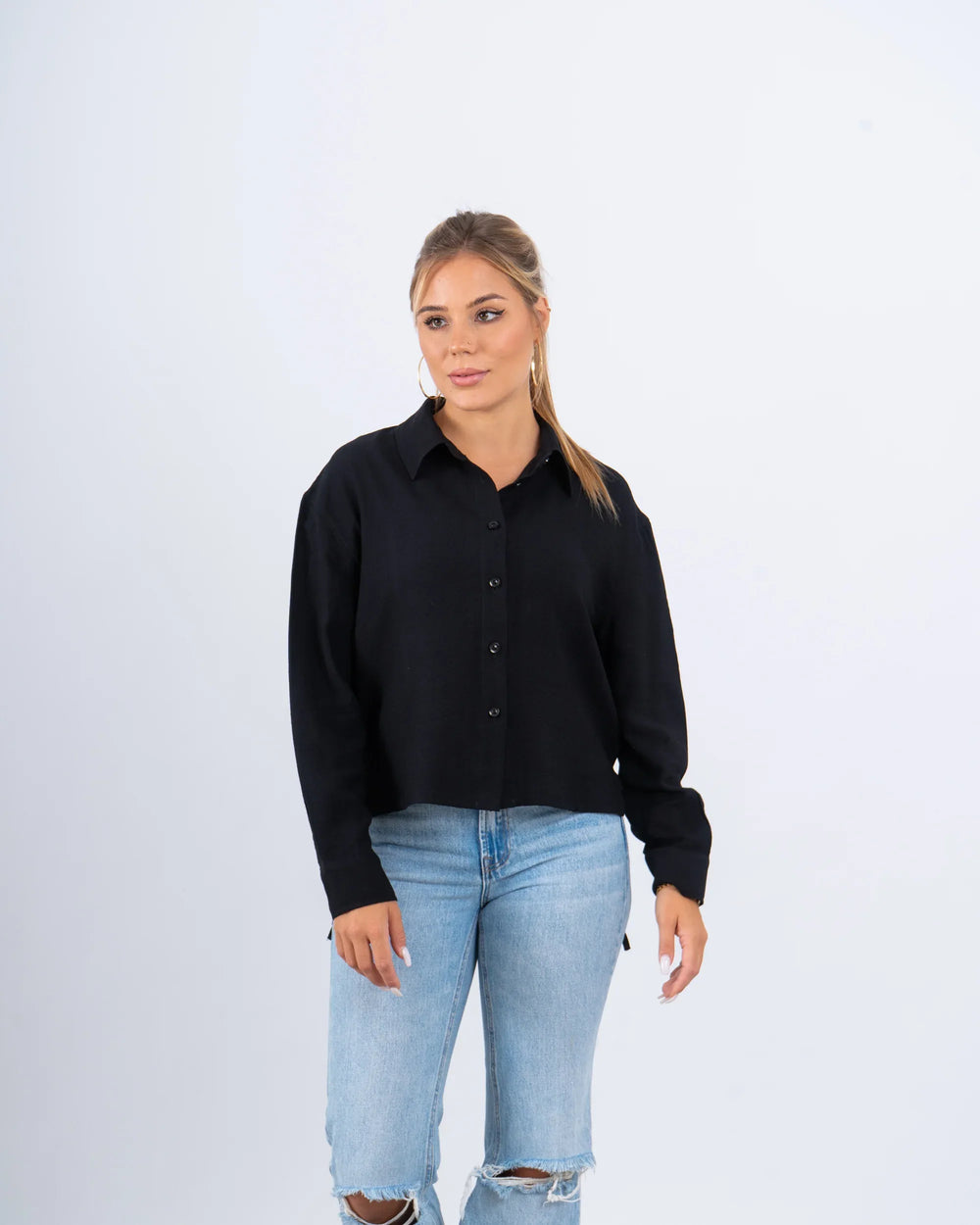 Drawstring Detail Textured Shirt - Venti