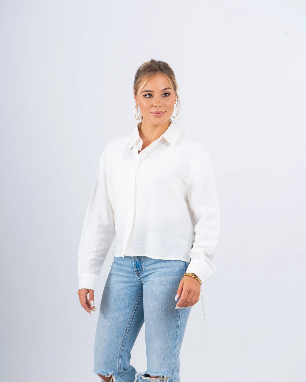 Drawstring Detail Textured Shirt - Venti