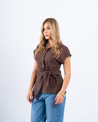 Pinstriped Belted Shirt