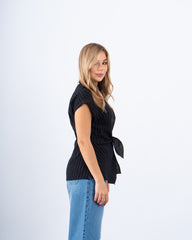 Pinstriped Belted Shirt