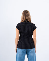 Pinstriped Belted Shirt