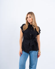 Pinstriped Belted Shirt