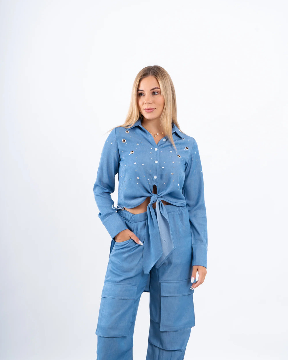 Embellished Tie-Front Shirt - Venti