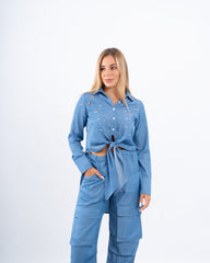 Embellished Tie-Front Shirt