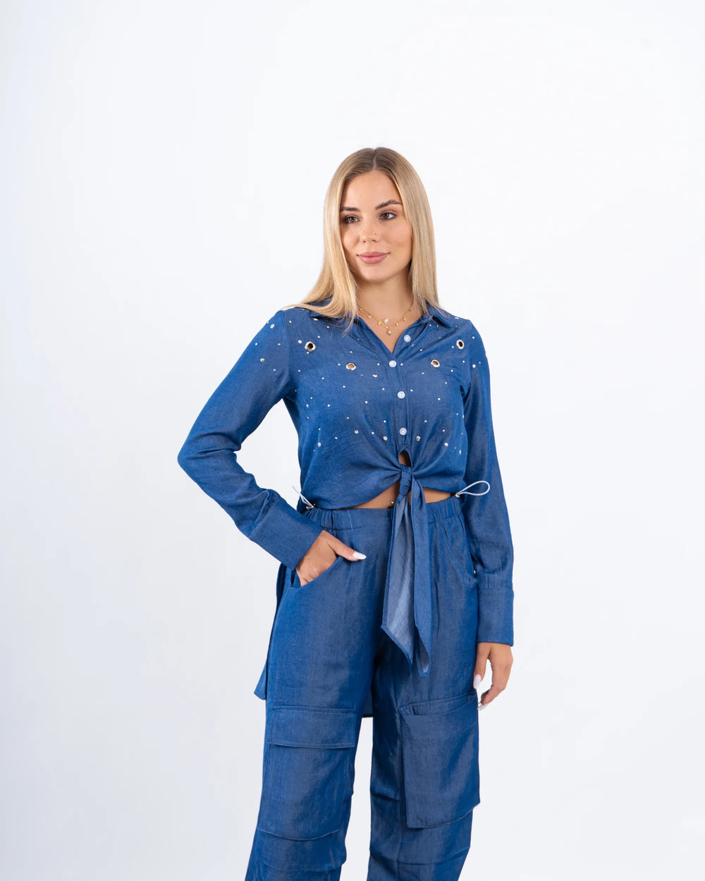 Embellished Tie-Front Shirt - Venti