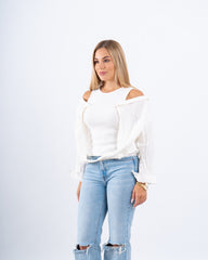 Drop-Shoulder Top With attached Tanktop