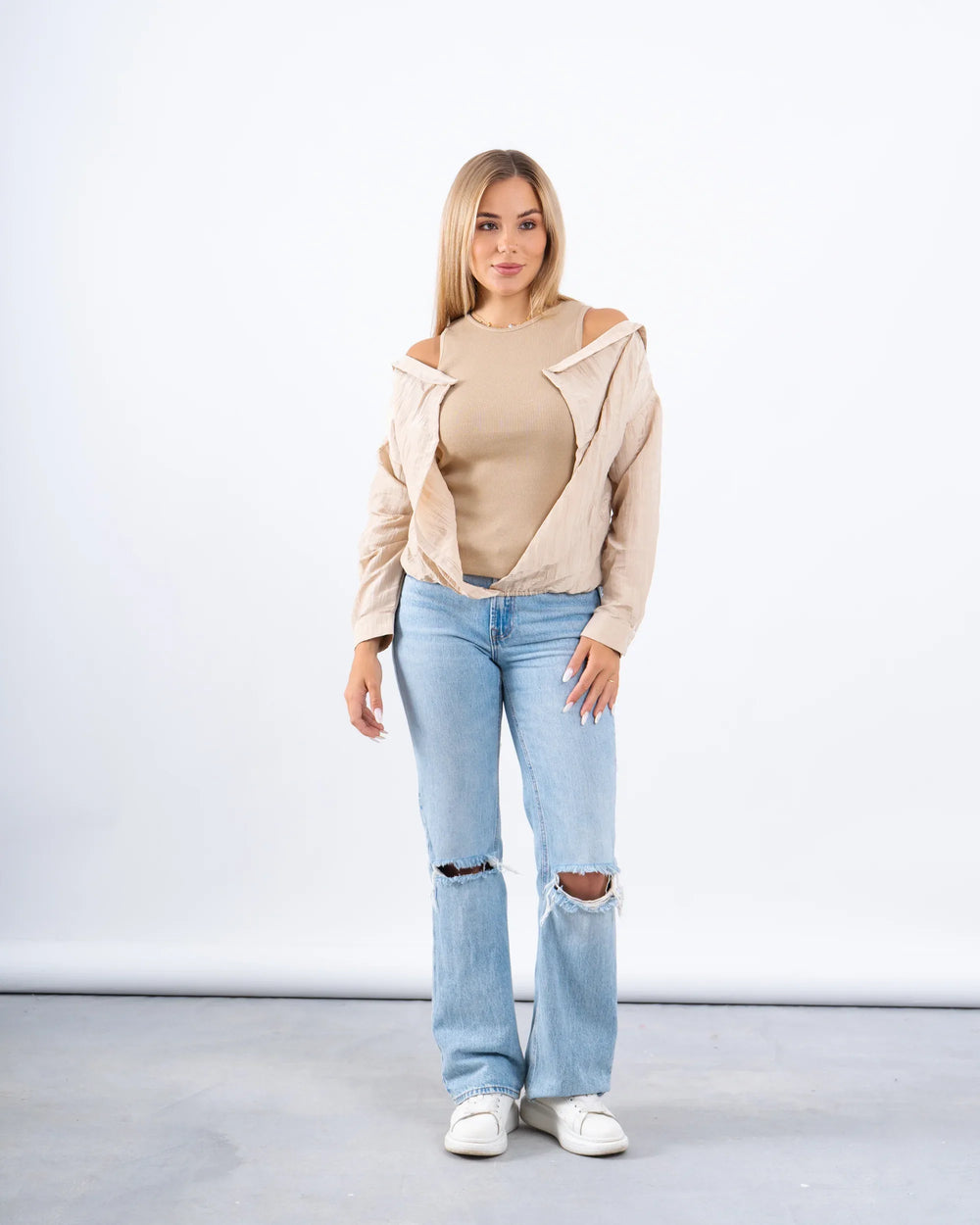 Drop-Shoulder Top With attached Tanktop - Venti