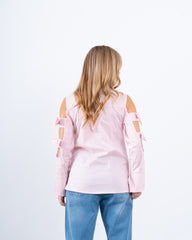 Open-Shoulder Poplin Shirt With Bows