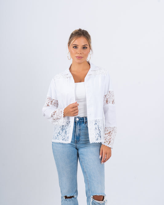 Lace Button-Up Shirt