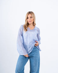 Sheer Jacquard Flowy Blouse