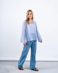 Sheer Jacquard Flowy Blouse - Venti