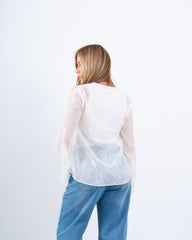 Sheer Jacquard Flowy Blouse