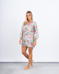 Printed Pom-Pom Beach Cover-Up Dress