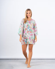 Printed Pom-Pom Beach Cover-Up Dress