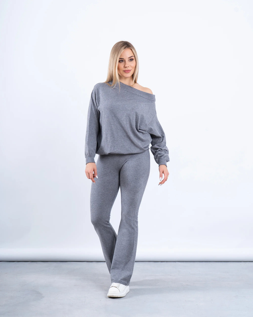 Knit Folded Waist Flare Pants - Venti