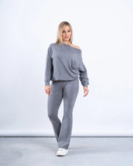 Knit Folded Waist Flare Pants - Venti