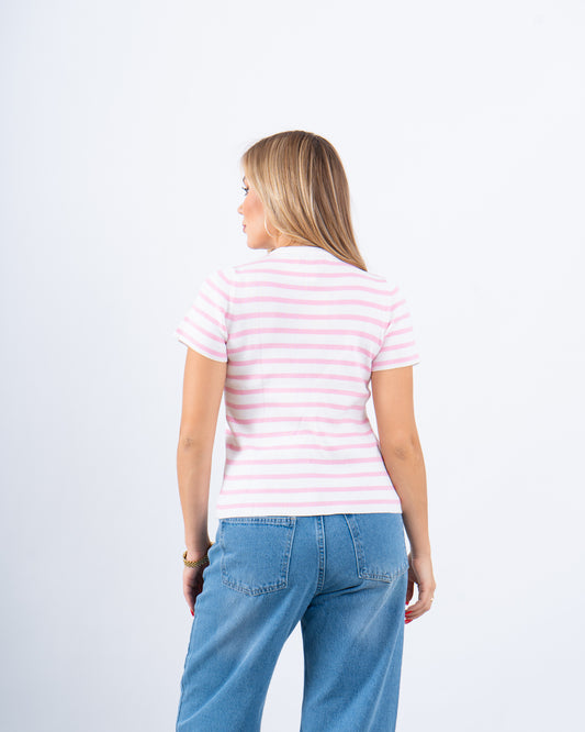 Ribbed Knit Striped T-Shirt
