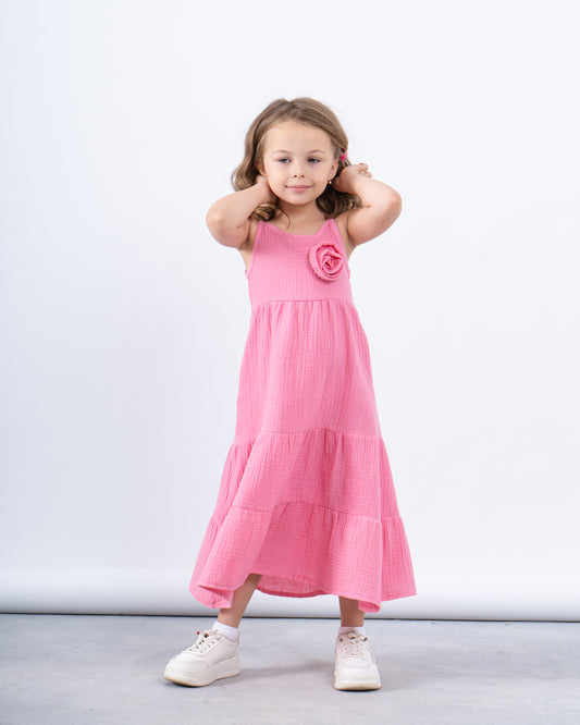 Tiered Maxi Dress With Flower Detail
