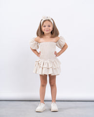 Off-Shoulder Ruffled Dress With Matching Bow Headband