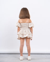 Off-Shoulder Ruffled Dress With Matching Bow Headband