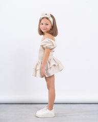 Off-Shoulder Ruffled Dress With Matching Bow Headband