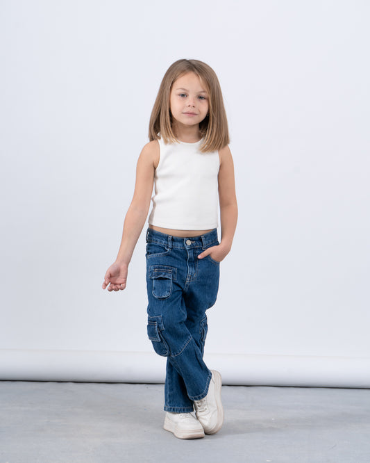 Pockets Cargo Denim Pants